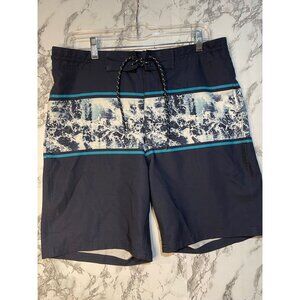 Old Navy Men's 32 Board Shorts blue & white turquoise Polyester & Elastane
